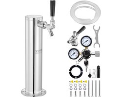 VEVOR Kegerator-Biertorenset, Bierombouwset met Enkele Kraan, Roestvrijstalen Vat-Biertorendispenser met Dubbele Meter W21.8-Regelaar en S-Systeem-Vatkoppeling voor Thuisfeesten