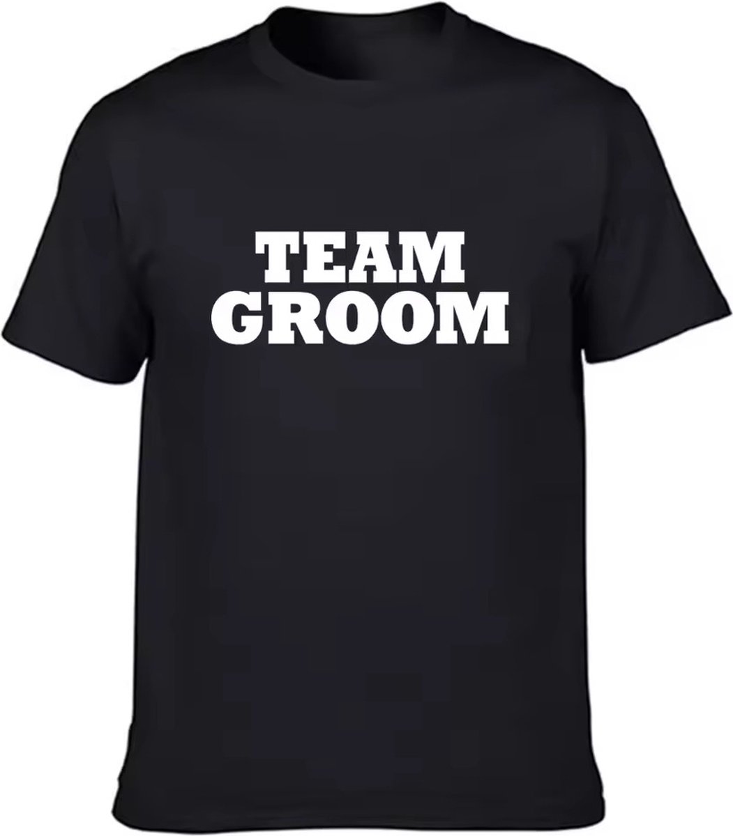 TEAM GROOM - Vrijgezellenfeest - MAAT S - ZWART - Team Bruidegom Mannen Korte Mouwen T-shirt Bachelor Party - T-shirts Bruiloft Beste Man Vrijgezellenfeest