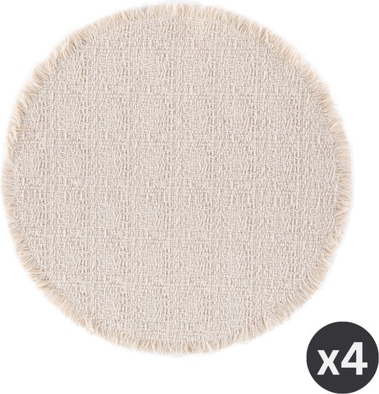 ZICZAC - Set de table LINA - SET/4 - bohème - tissu - Dia 38 cm - Rond, natural