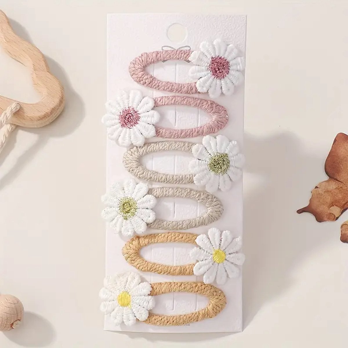 Haarspeldjes - 5 stuks - Bloemetjes - Madeliefjes - Leuk Als Cadeautje - Roze - Beige - Geel - Stijlvol - Goede Kwaliteit