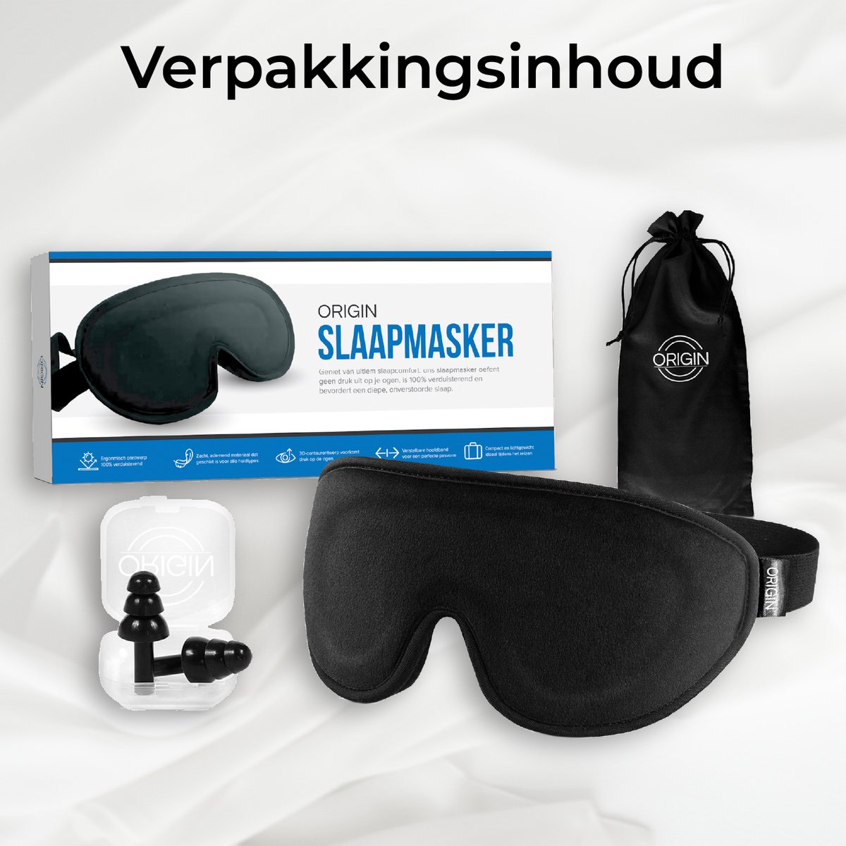 ORIGIN™ Luxe Slaapmasker - 100% Verduisterend Oogmasker - 3D Traagschuim - Slaap Masker - Oog Masker - Ergonomisch - Mannen & Vrouwen — afbeelding 8