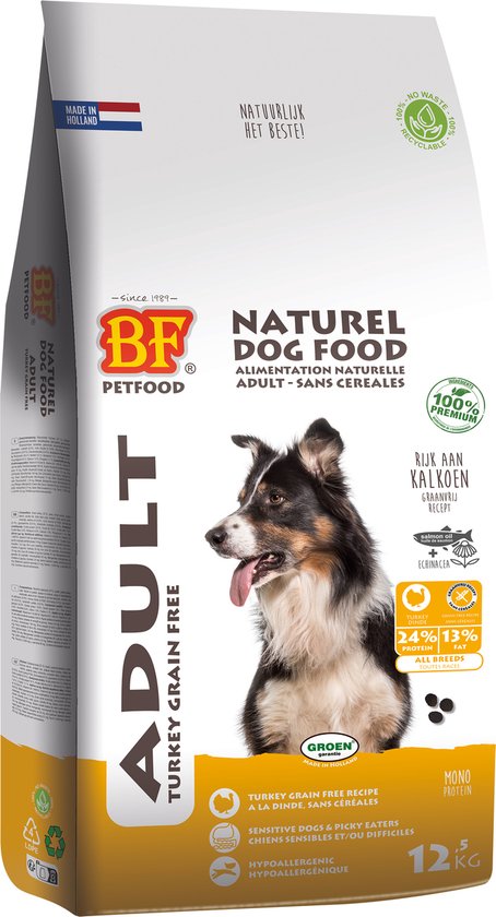 12,5 kg Bf petfood adult kalkoen graanvrij hondenvoer
