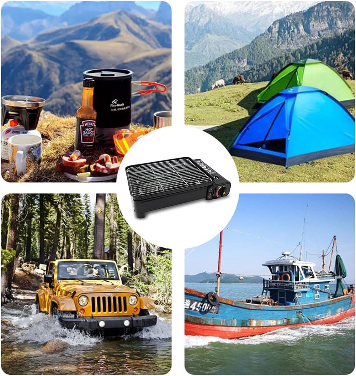 SMH LINE® Draagbare Party Grill - Camping kooktoestel - Gas barbecue - Incl. 4x Gasflessen thumbnail 3