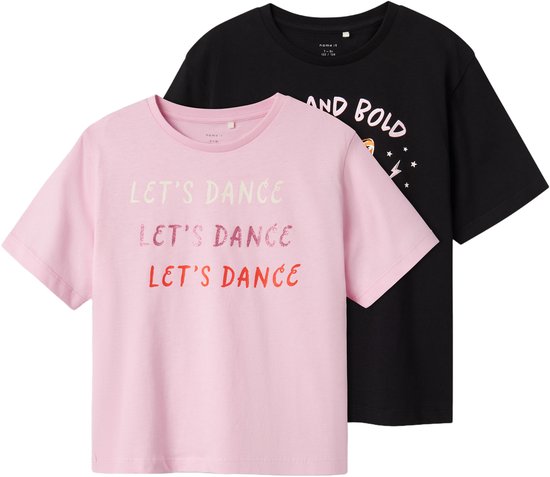 Maglietta Manica Corta NAME IT Nkfkassandra 2P SS Nreg Top – Pacco Da 2, Girocollo, Taglio Normale, Per Bambine E Ragazze, Autunno, Morbida E Creativa