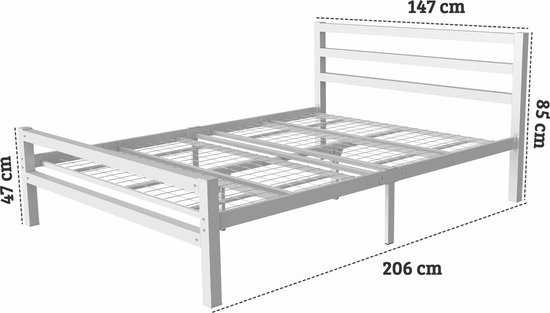 Cadre de lit en métal robuste AirSleeperz Burhara - Couleur blanc - Dimensions 140x200 cm - Pour 2 personnes - Capacité de charge 600 kg