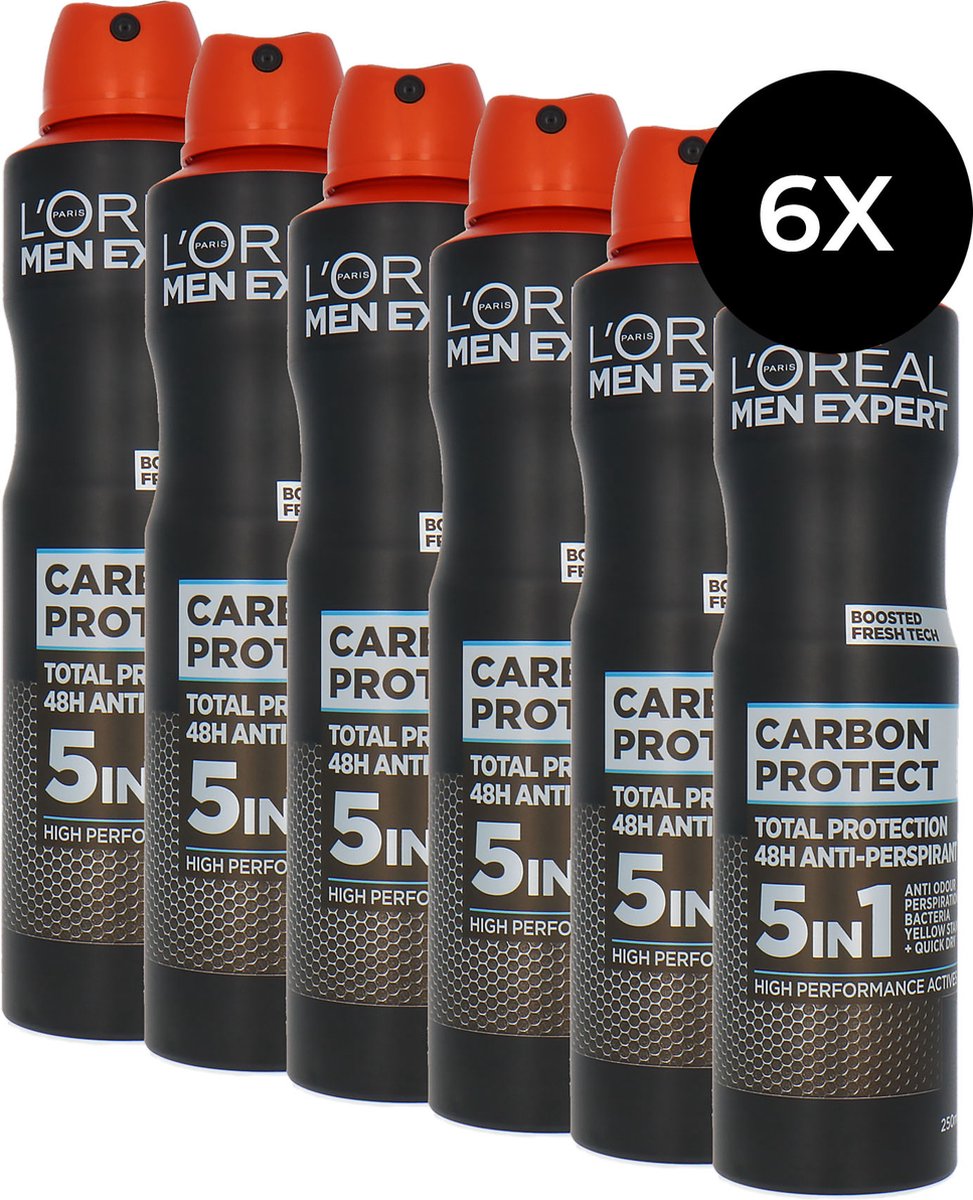 L'Oréal Men Expert Carbon Protect Deodorant Spray - 6 x 250 ml