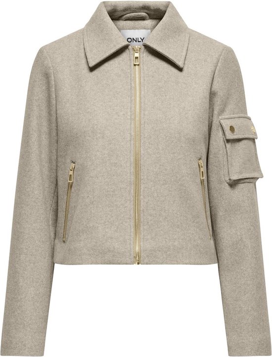 ONLY ONLNANCY LIFE SHORT ZIP JACKET CC OTW Dames Jas - Fungi Melange/Gold Trim
