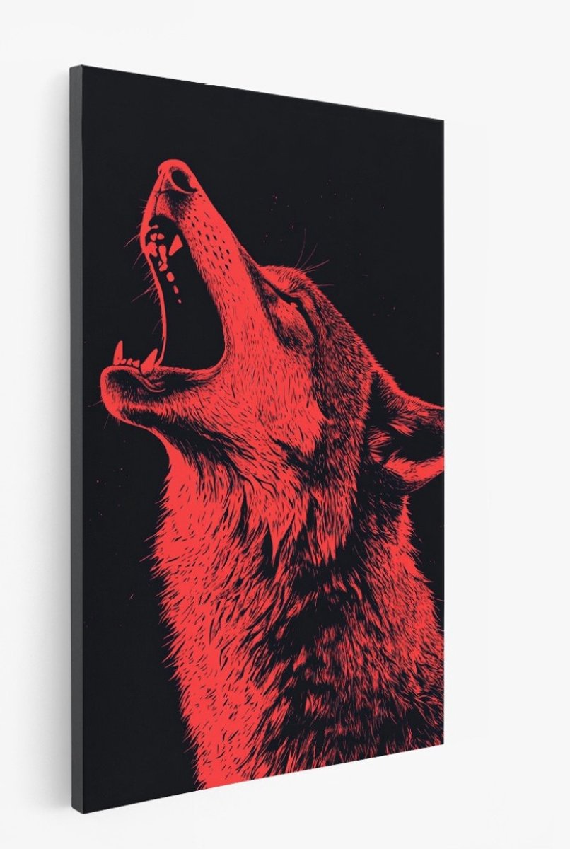 Saammp Canvas Schilderij - Abstracte Rode Wolf - Natuur - Dieren - 80x120 - Foto op canvas - Wanddecoratie - Muurdecoratie Woonkamer - Slaapkamer decoratie - Canvas Print Multicolor