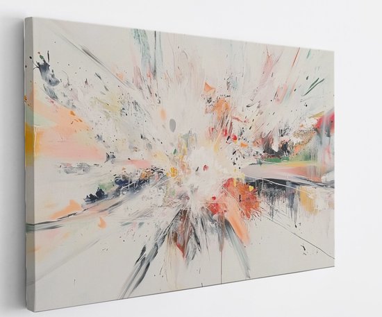 Saammp Canvas Schilderij - Kleurrijke kunst - Explosie verfspetters - Abstract - 40x30 - Foto op canvas - Wanddecoratie - Muurdecoratie Woonkamer - Kantoor Decoratie