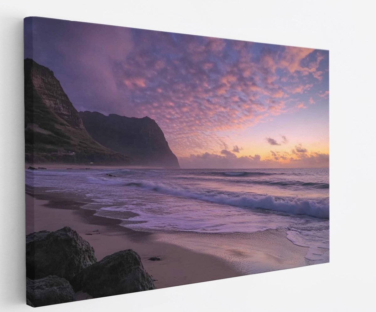 Saammp Canvas Schilderij - Kust - Zee - Strand - Herfstachtig - Landschap - Natuur - 50x40 - Foto op canvas - Wanddecoratie - Muurdecoratie Woonkamer - Slaapkamer decoratie - Canvas Print Multicolor