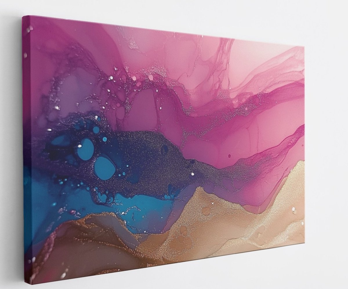 Saammp Canvas Schilderij - marmer - Kleurijk - Abstract - 60x40 - Foto op canvas - Wanddecoratie - Muurdecoratie Woonkamer - Slaapkamer decoratie - Canvas Print Multicolor