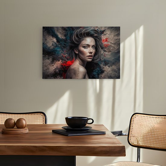 Tableau sur toile Saammp - Abstrait - Femme - Rouge - 70x50 - Photo sur toile - Décoration murale - Décoration murale Salon - Décoration chambre - Impression sur toile