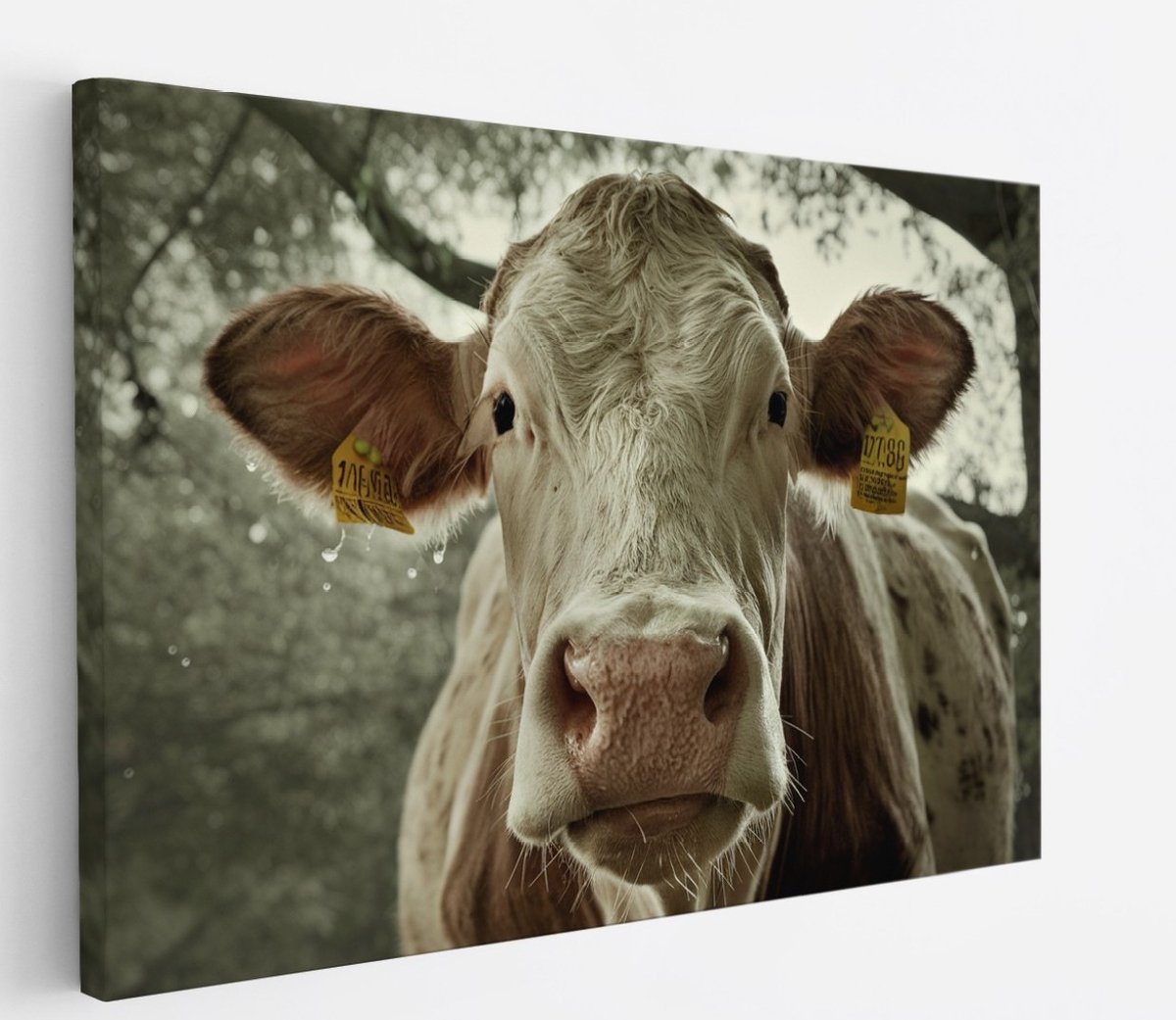 Saammp Canvas Schilderij - Koe - Portret - Natuur - Dieren - 40x30 - Foto op canvas - Wanddecoratie - Muurdecoratie Woonkamer - Slaapkamer decoratie - Canvas Print Multicolor