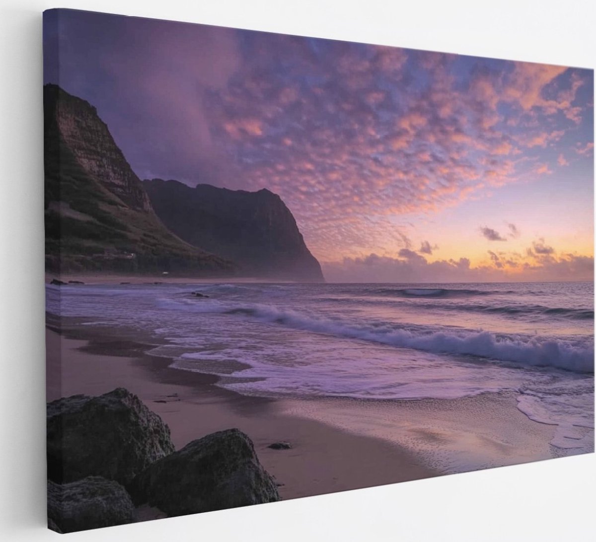 Saammp Canvas Schilderij - Kust - Zee - Strand - Herfstachtig - Landschap - Natuur - 30x20 - Foto op canvas - Wanddecoratie - Muurdecoratie Woonkamer - Slaapkamer decoratie - Canvas Print Multicolor