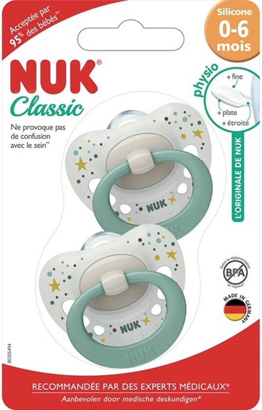 NUK Classic | siliconen fopspenen | 2st. set | 0-6 maanden