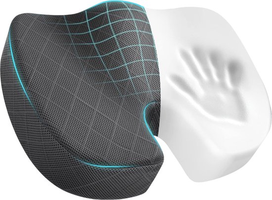 feela. Set van 2 orthopedische zitkussens [3 hardheidsgraden] – ergonomisch zitkussen voor bureaustoel enz., vermindert pijn, verhoogt het zitcomfort en verlicht het stuitbeen
