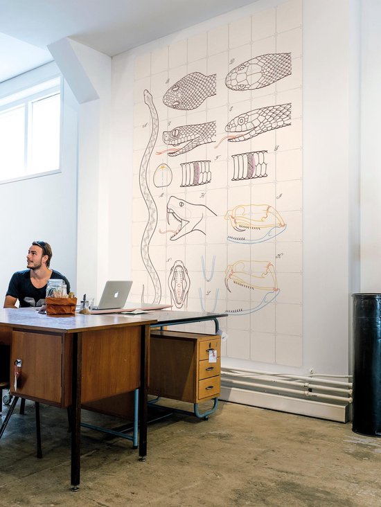 IXXI Serpent - Anatomie, Aster Edition - 100 x 140 cm - Gratis ophangtool - Grote wanddecoratie en posters - Technische Tekening, Illustraties, Line