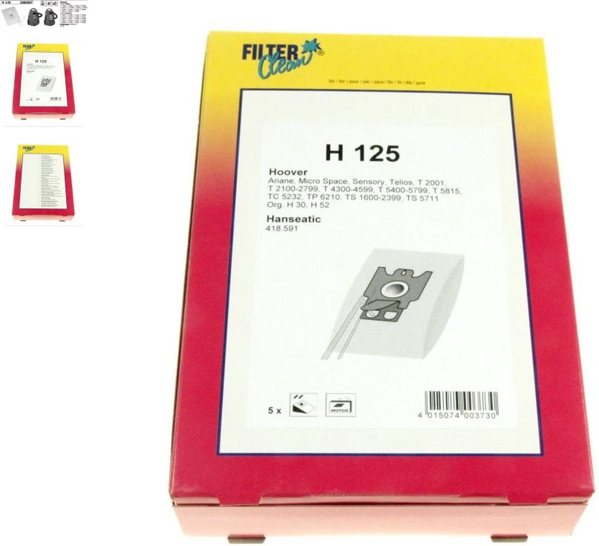 Filterclean stofzuigerzakken 4 stuks - Geschikt voor Hoover, Arianne, Freemotion, Purepower, Sensory, Telios - H30 H52 H60