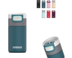 Kambukka Etna Thermosbeker 300 ml - makkelijk te reinigen thermosfles - lekvrije Koffiebeker To go - blauw/groen
