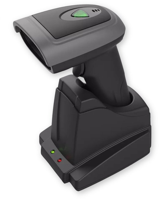 Barcode Scanner Draadloos met Laadstation - Handscanner voor 2D/QR Codes - Met Bluetooth of USB - Plug & Play - Incl. Houder