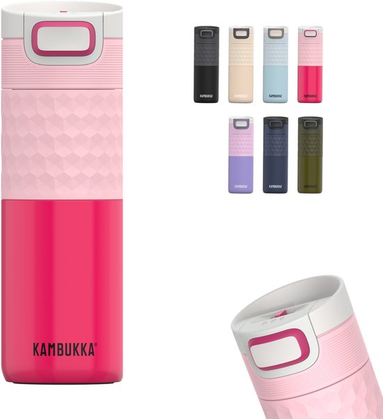 Kambukka Etna Grip Thermosbeker 500 ml - Koffiebeker To Go - dubbelwandig met 3in1 deksel - makkelijk reinigen - lekvrije Koffiebeker - Theebeker - Travel Mug - Roze