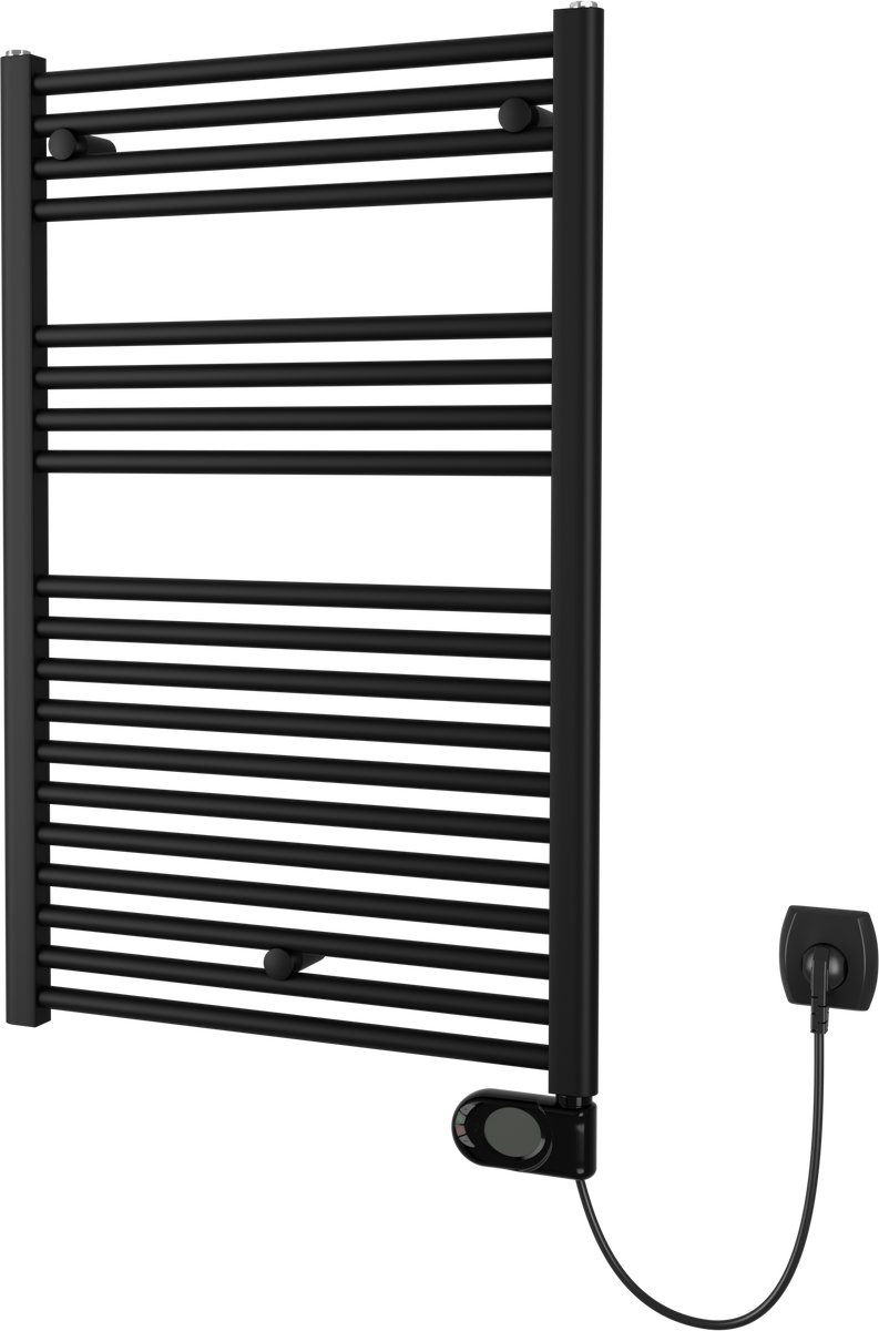 Plieger elba elektrische handdoekradiator - handdoek verwarmer - met klokthermostaat - 94.2 cm x 60 cm - 500 watt - mat zwart
