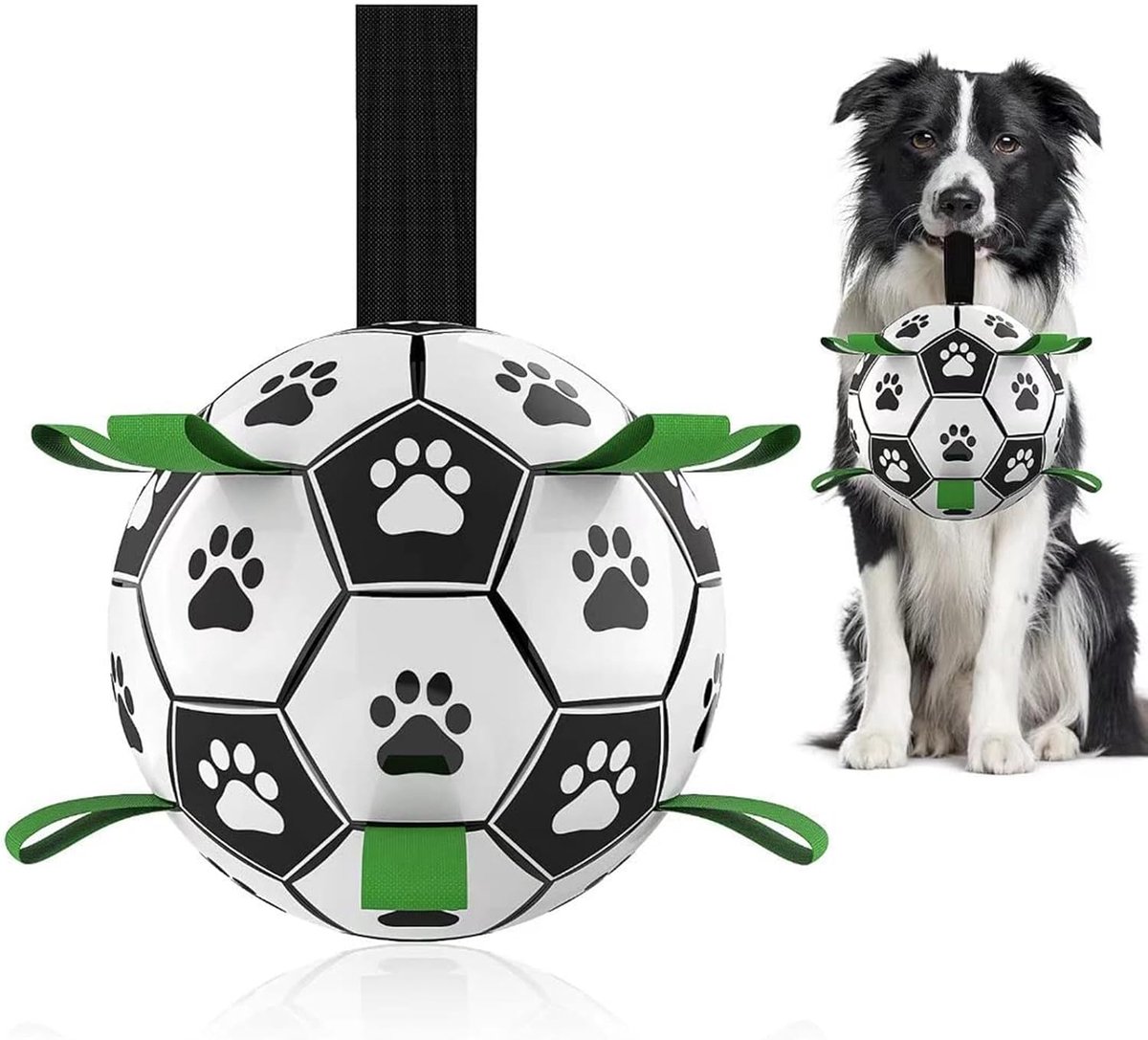 Hondenballen onverwoestbare hondenspeelgoedbal, hondenvoetbal met handvat, voetbal voor honden, waterspeelgoedhonden, verjaardagscadeaus voor honden, hondenballen met pomp voor middelgrote/grote honden