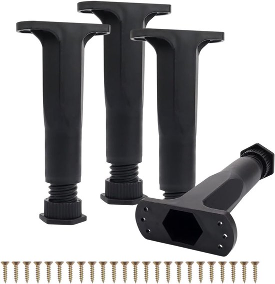 Marcopol (Pack van 8 stuks) Zwarte meubelpoten, hoogte 50 mm, rond 50 mm meubelpoten, materiaal kunststof, inclusief schroeven (8, hoogte 50 mm