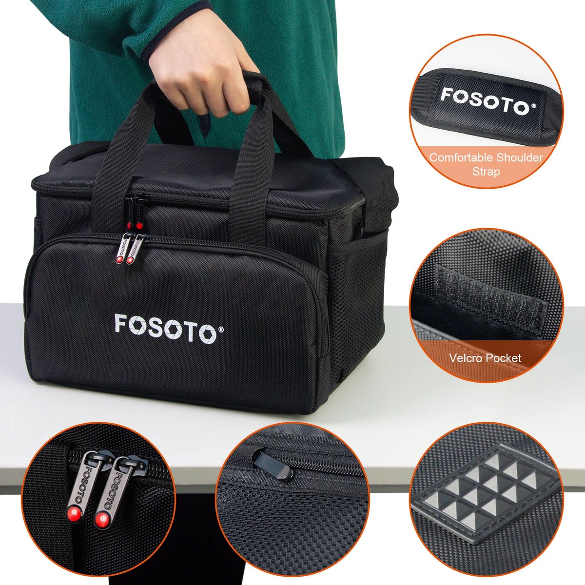 Fosoto 10L schoudertas cameratas fototas voor Canon Nikon Olympus Fuji Pentax Sony foto camera video thumbnail 5