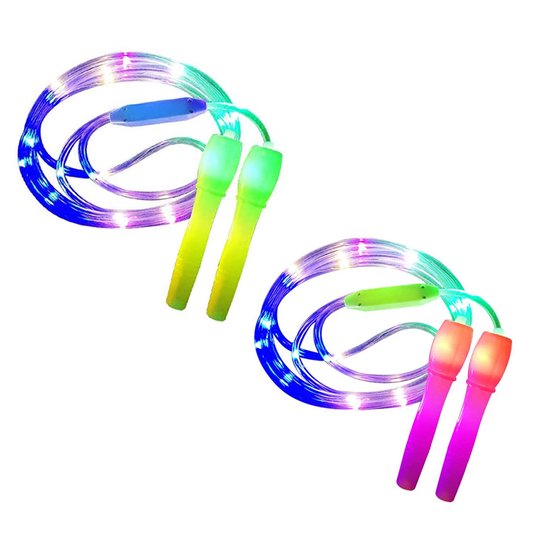 LED Springtouw - Lengte verstelbaar - Drie lichtmodi - Snel springtouw voor kinderen - Lichtshow - Fitness - Geschikt voor kinderen - Meerdere kleuren - Verstelbare lengte-2-pack