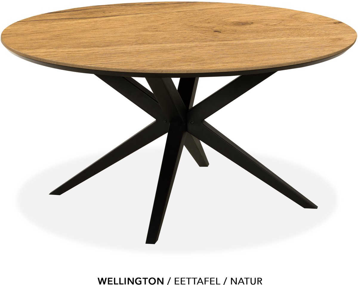 Maxfurn Eettafel rond met verjongde rand | Zeer krasvast | Kleur: Natur | diameter 150cm