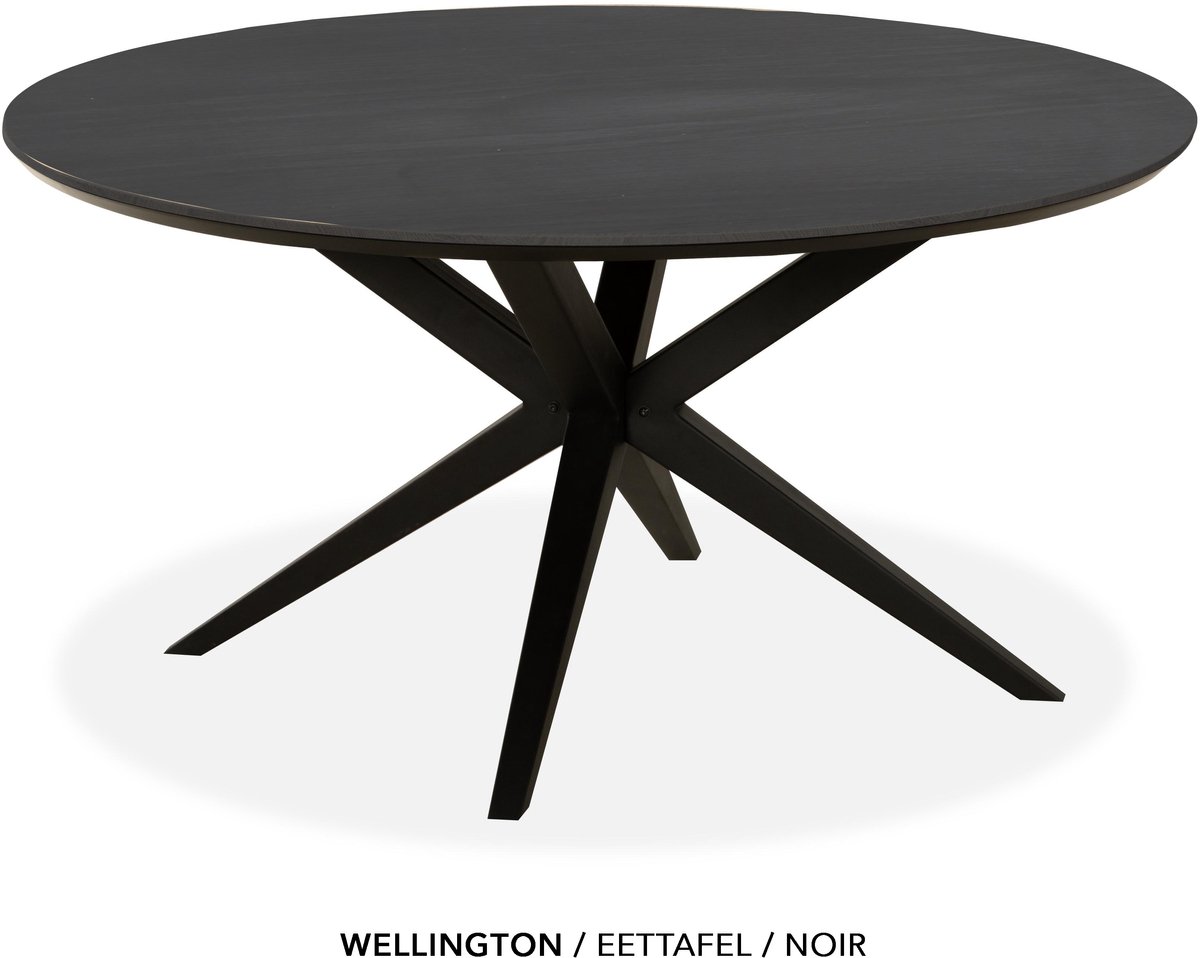 Maxfurn Eettafel rond met verjongde rand | Zeer krasvast | Kleur: Noir | diameter 130cm