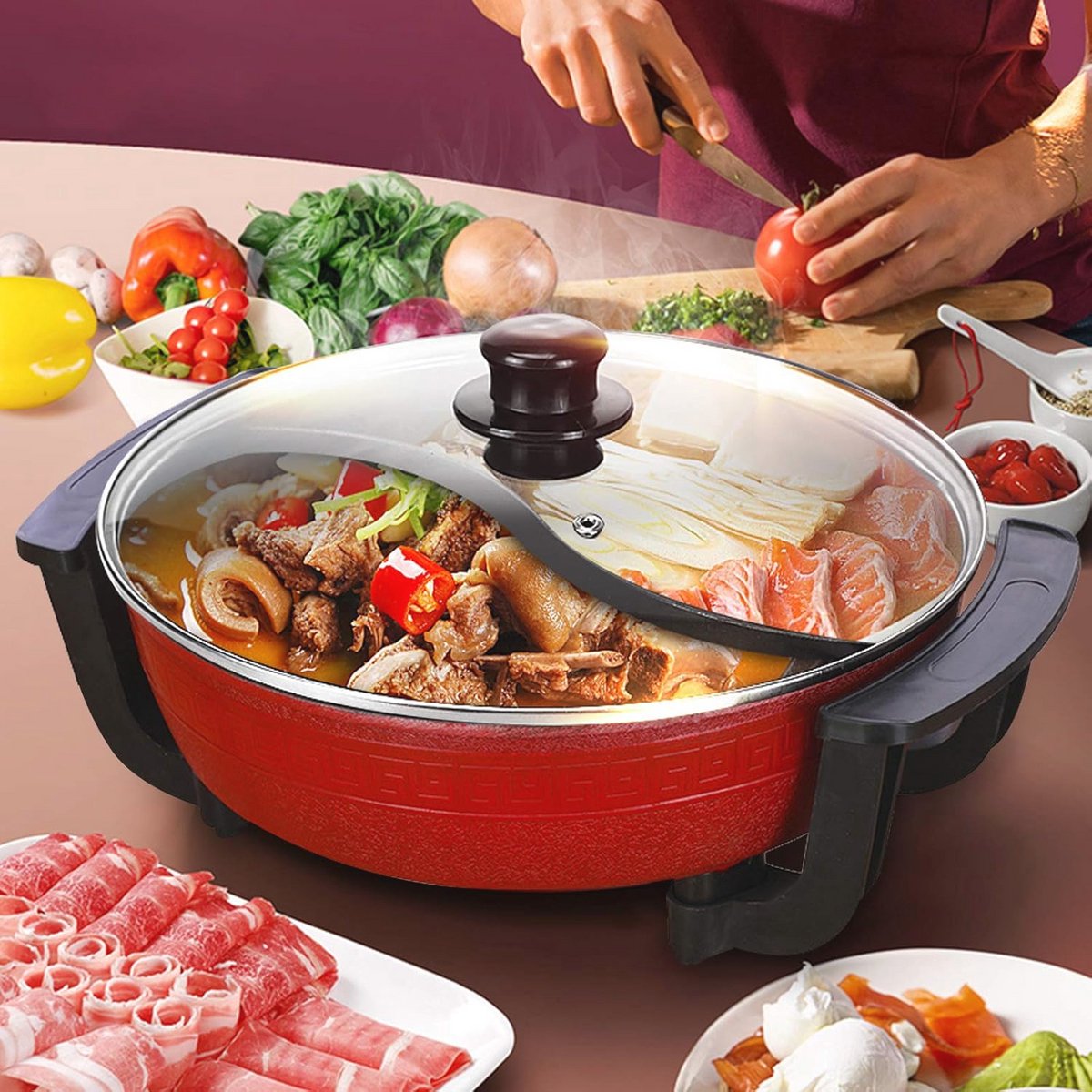 Tweeling Elektrische Hot Pot Kookplaat – Inductie Soeppan met Antiaanbaklaag, 6 Liter Kookgerei