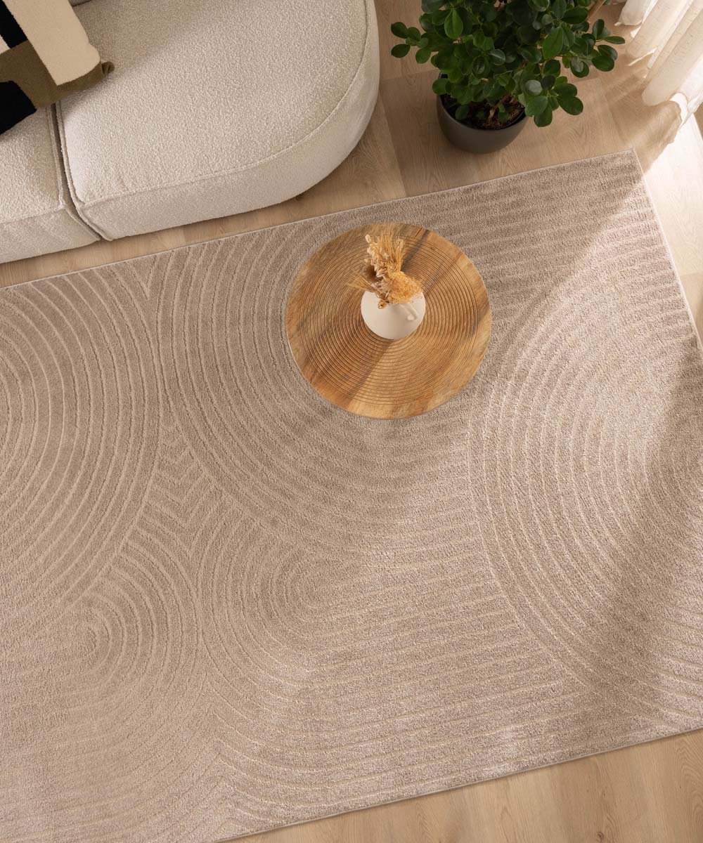 Scandinavisch vloerkleed vierkant - Contour Curve beige 100x100