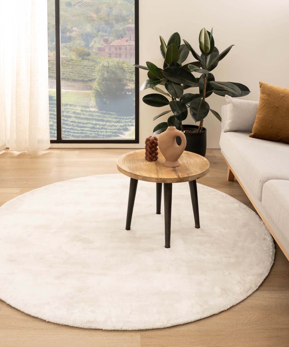 Viscose vloerkleed rond - Pearl wit 300