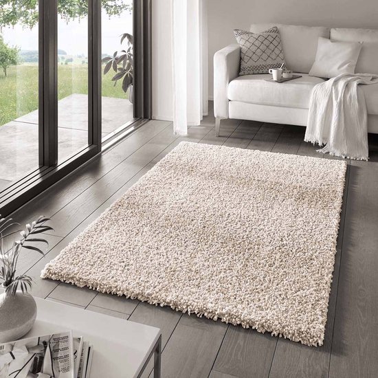 Hoogpolig Vloerkleed Zacht Beige Crème 200x290 cm