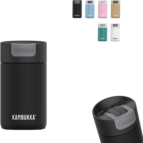 Kambukka Olympus Thermosbeker 300 ml - makkelijk reinigen - lekvrije Koffiebeker - RVS - Jet Black