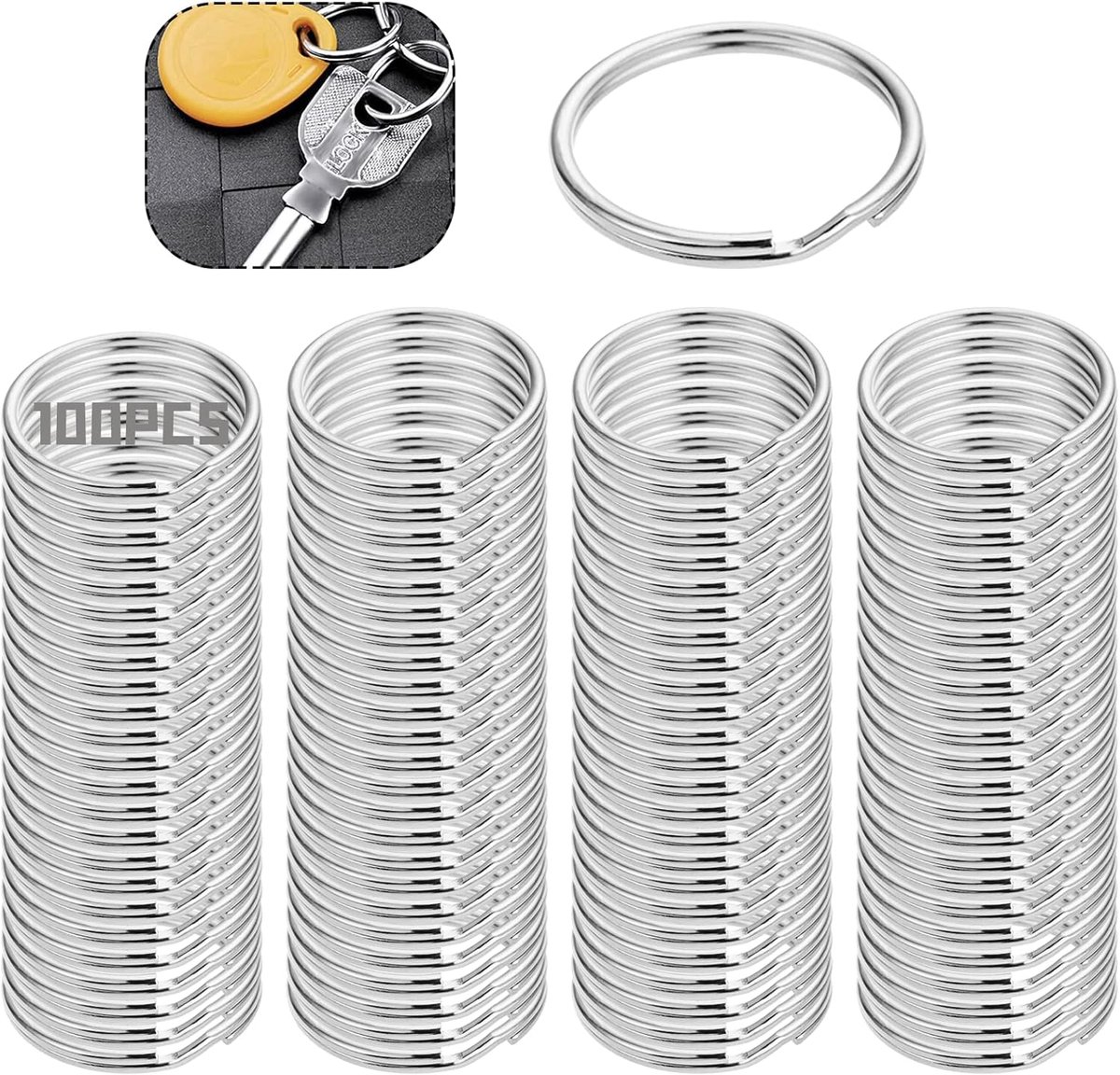 Doodadeals® - Sleutelringen 25 mm - Sleutelhanger Ringen - Splitringen - 100 Stuks