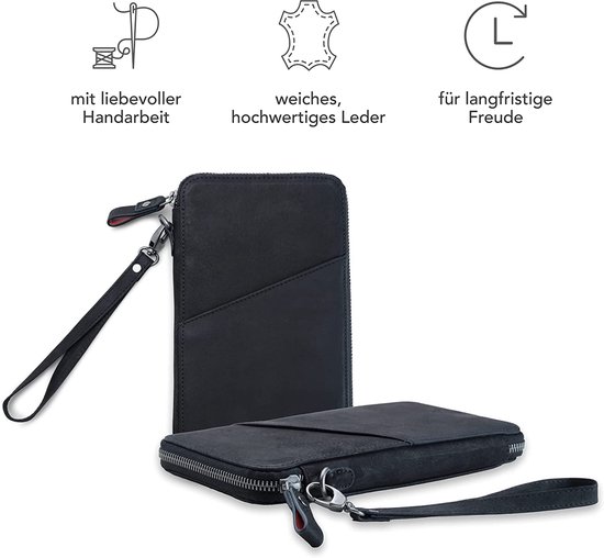 Portefeuille Cuir Véritable Inde Portefeuille Organisateur De Voyage En Cuir Véritable - Passeport, Documents, Fenêtre Transparente, Sangle Cou Porte- passeport Avec Sangle