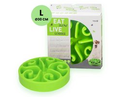 Eat Slow Live Longer Original Voerbak L/XL - Ø30 cm - Anti schrokbak hond – Slowfeeder hond – Anti-slip – Geschikt voor grote honden - Groen