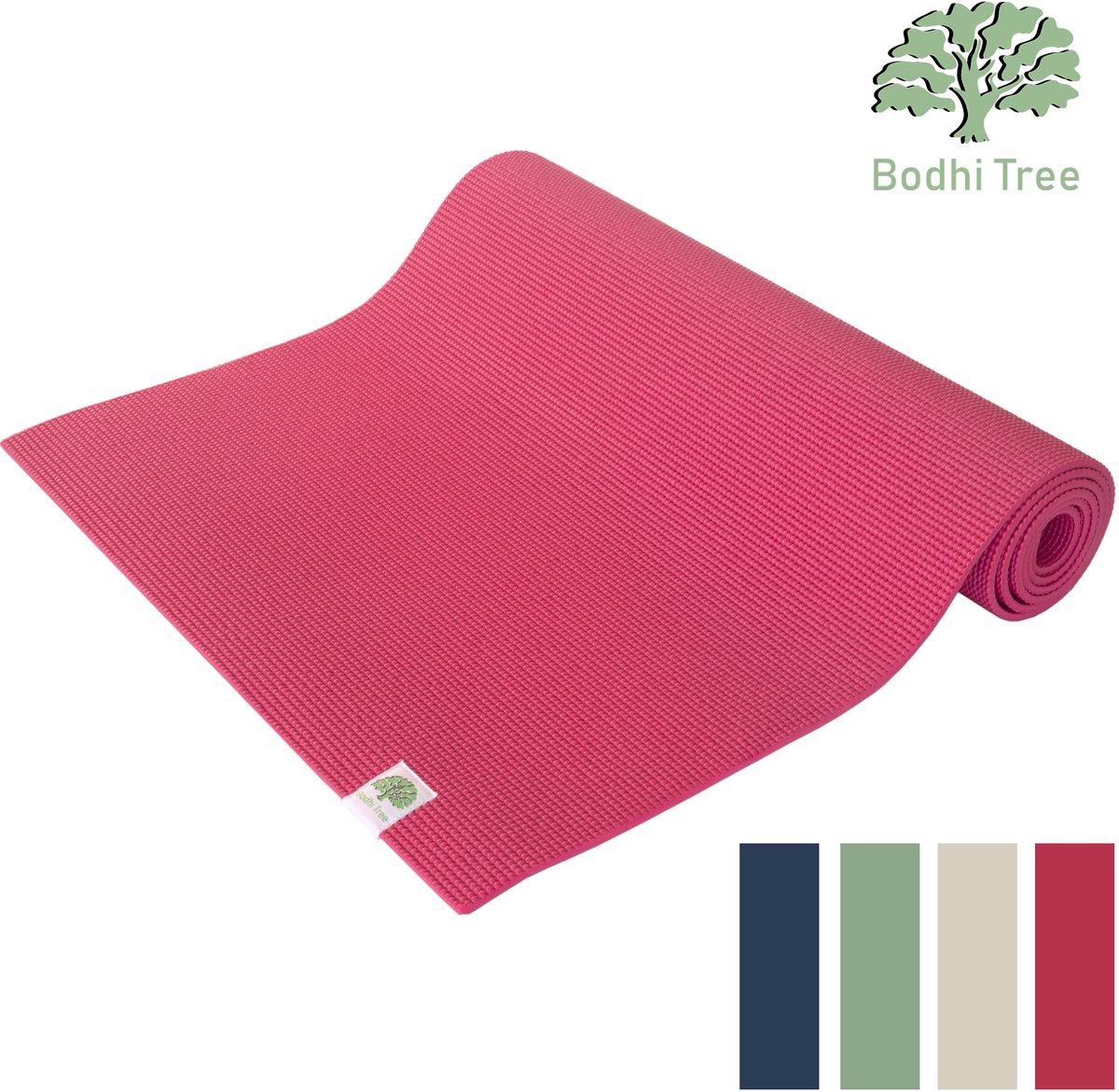 Bodhi Tree Yogamat 6 mm (183 × 61 cm) - Extra dik & antislip - Inclusief draagriem - Roze Rood