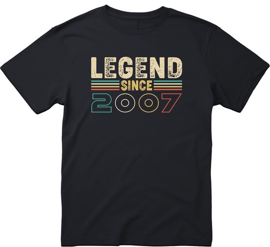 Legend Since 2007 T-shirt - Cadeau - 18e Verjaardag - Feest - 18 jaar cadeau’s - Verjaardag - Gift - 18 Jaar T-shirt - Verjaardag cadeau - Cadeau - 18+ - Maat L