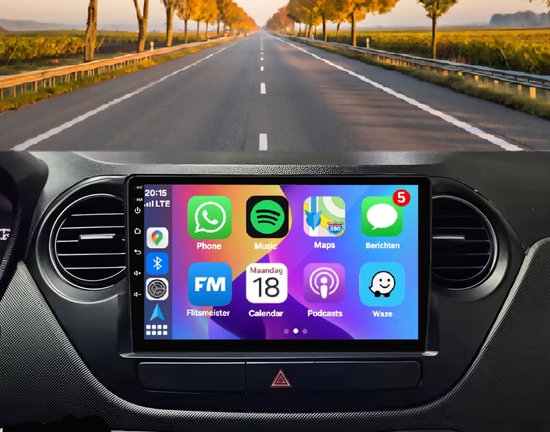 Autoradio 4/64GB met smart Carplay en Android auto | Geschikt voor Hyundai I10 2012-2018 | Radio scherm met Navigatie | 2012 2013 2014 2015 2016 2017 2018