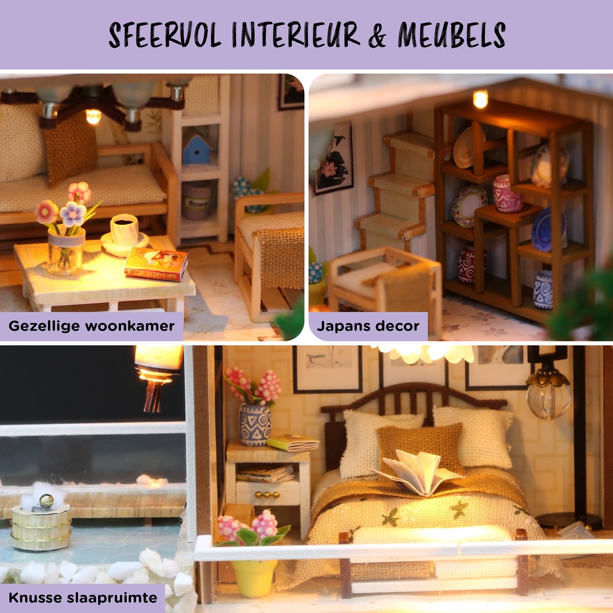 Bouwpakket Groot Japan - Volwassenen & Kinderen - Houten Poppenhuis - DIY - Hobby - Knutselen - Crafts&Co — afbeelding 8