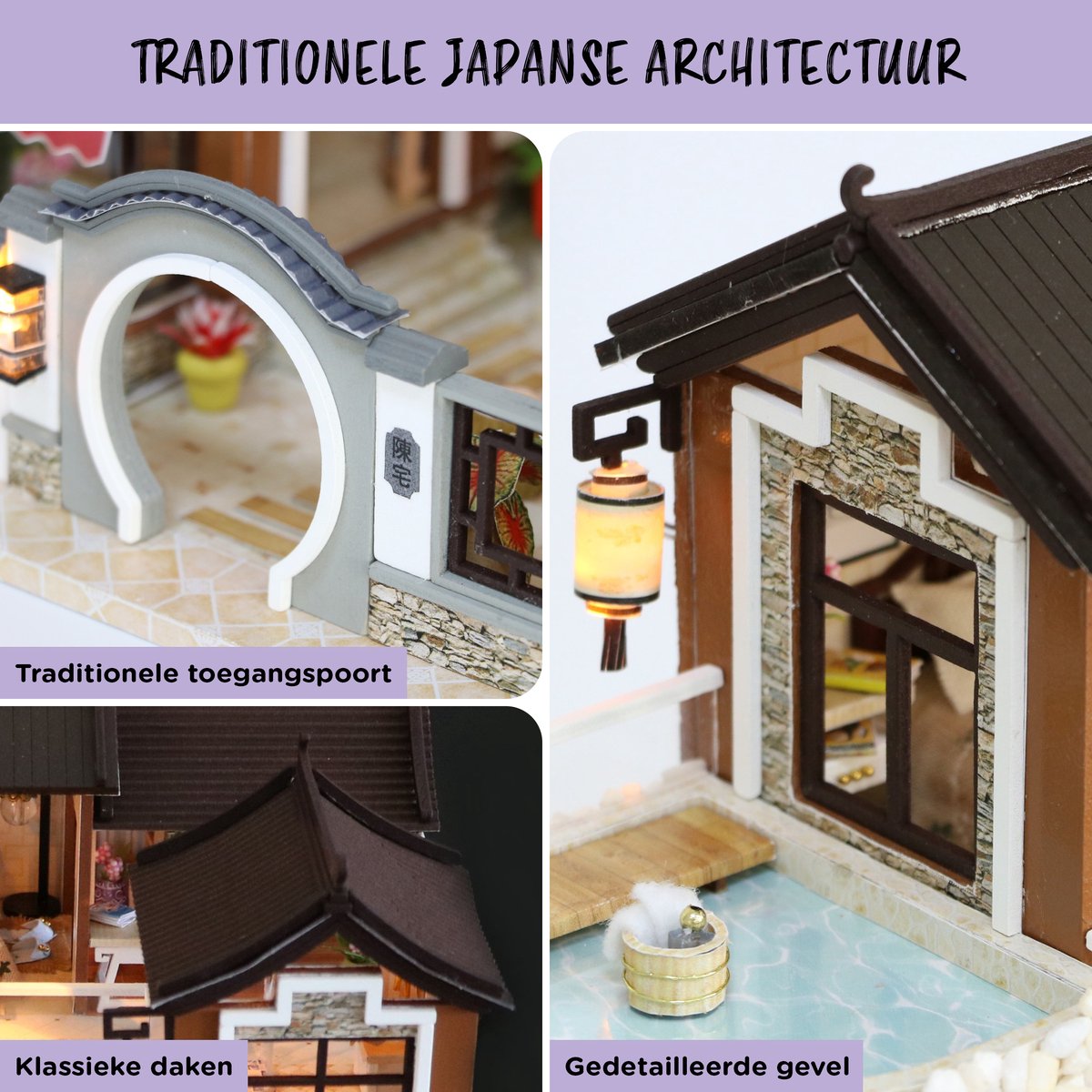 Bouwpakket Groot Japan - Volwassenen & Kinderen - Houten Poppenhuis - DIY - Hobby - Knutselen - Crafts&Co — afbeelding 10