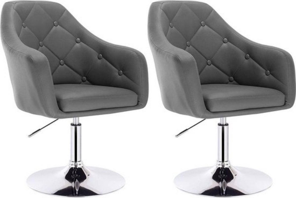 In And Outdoormatch Set van 2 kunstleren barstoelen - stevige rugsteun - draaibaar & ergonomisch - robuust en stijlvol - geschikt voor diverse interieurs - grijs - 40 cm