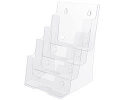 Kurtzy Helder Plastic A4 Brochure Houder – 4-Laags Balie/Bureau & Muurgemonteerde Portret Display Standaard – Literatuur, Boek, Flyer, Menu, Brochure, tijdschrift & Pamflet Houders