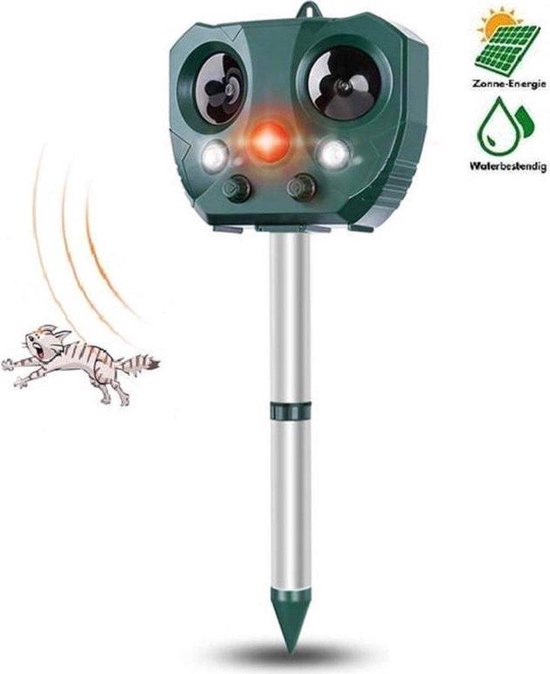 Ultrasone Kattenverjager - Kattenschrik - Zonneenergie - Marterverjager - Op batterijen - Met adapter - Katten afweermiddel - Tuin - Ongedierte verjager