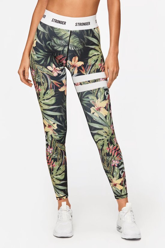Stronger - Collants Vietnam - Leggings de sport - Femme - Fleurs - Taille L