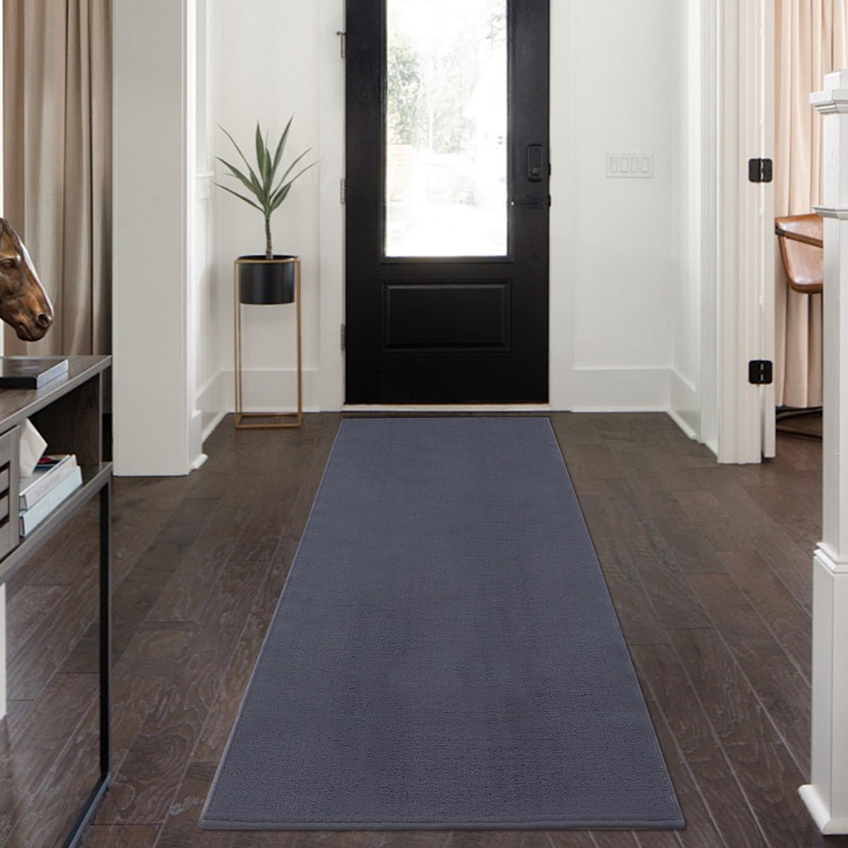 My Ninki ® Wasbare Antislip Tapijtloper voor Hal, Keuken, Slaapkamer en Woonkamer - Antraciet 80x150 cm